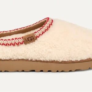 UGG Women's Tan Slippers with Red Accent